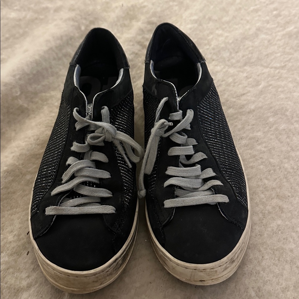 P448 Black Sneakers with Gray Laces